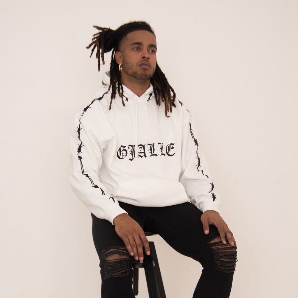 WHITE BARBED WIRE HOODIE
